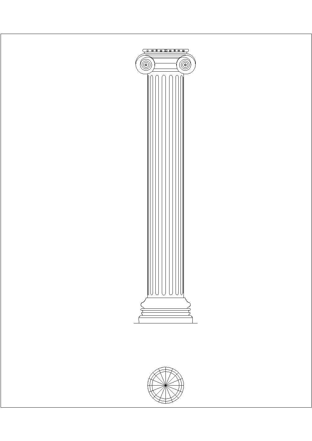 某罗马柱石CAD节点平立剖面施工图纸