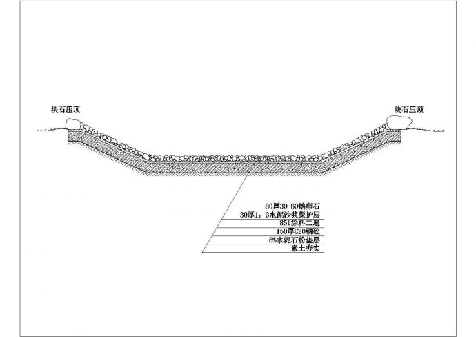 某溪流CAD大样施工构造完整设计剖面_图1