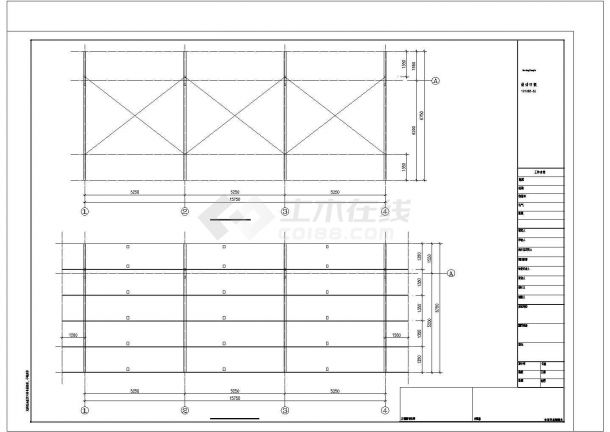 某郊外种猪场停车棚钢结构建筑设计施工CAD图纸-图二
