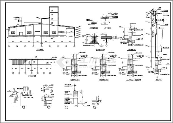 某郊外跨整套钢结构建筑设计施工CAD图纸-图一