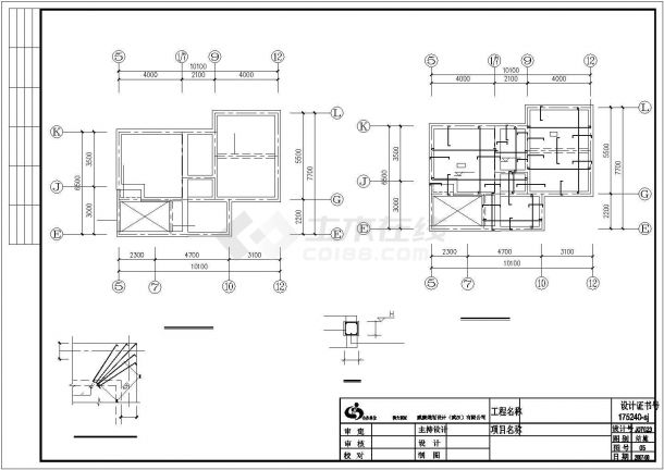 青岛市秀珊花园小区3层砖混结构双拼别墅全套结构设计CAD图纸-图二
