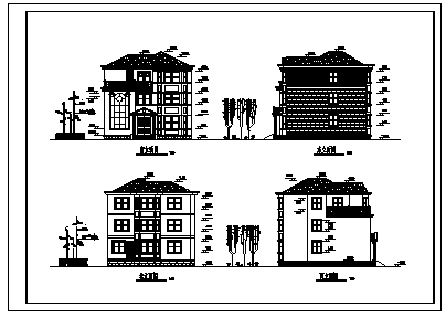 某市三层住宅小区别墅建筑施工cad图_别墅施工-图一