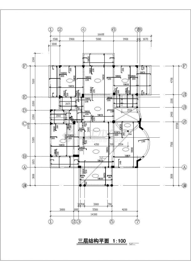 昆明市某休闲度假区3层砖混结构休闲别墅结构设计CAD图纸（含效果图）-图一