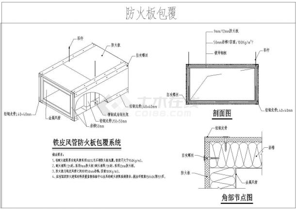  Detailed drawing of fireproof coating of air duct for air conditioning, ventilation and fire fighting - Figure 2