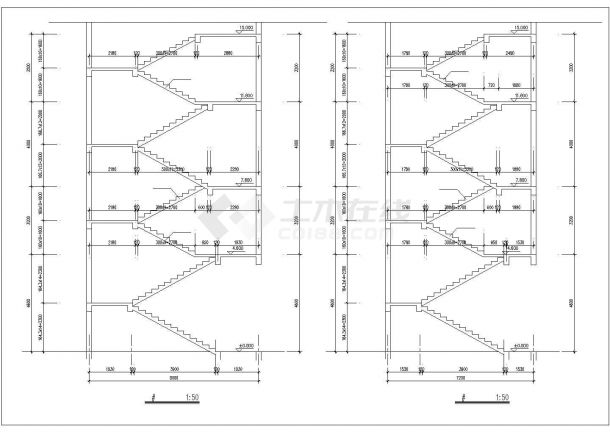 某多层多单元住宅楼多个楼梯设计cad施工大样图（大院设计，11张图）-图二