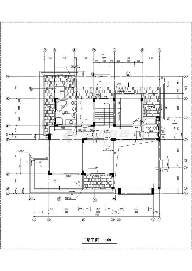 南昌市福澜新村某2层框混结构单体别墅建筑设计CAD图纸（含地下室）-图二