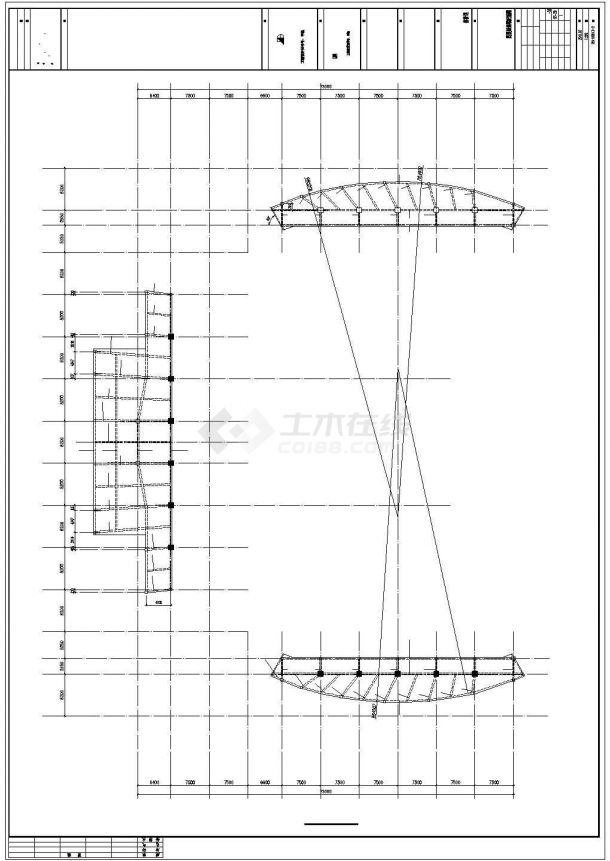 [施工图]框架-钢支撑钢结构屋盖奥林匹克公园体育馆结构施工CAD图-图一