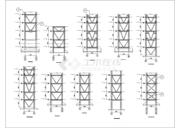 [施工图]框架-钢支撑钢结构屋盖奥林匹克公园体育馆结构施工CAD图-图二