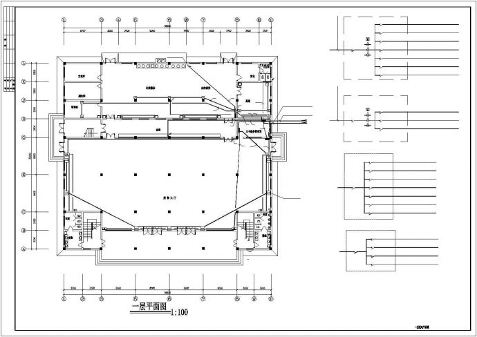 二层食堂大会议室电气施工cad图(含照明设计)_图1