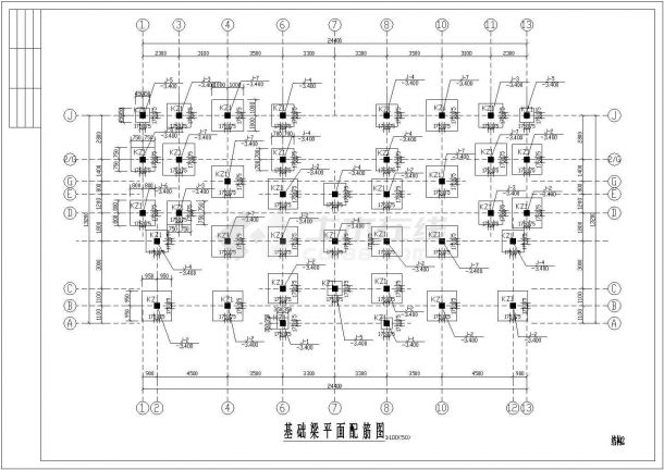 徐州市昌华家园小区3层框混结构连体别墅结构设计CAD图纸-图一