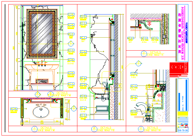 某卫生间台盆CAD详细全套图_图1