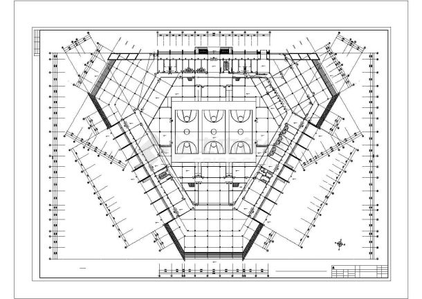 五层新会体育馆电气施工cad图(含弱电平面图，共七张)-图二