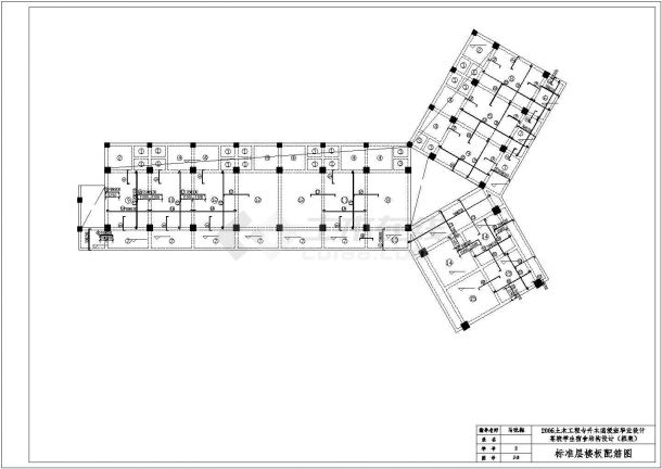 宿迁市某职业学院7层框架结构Y字形宿舍楼建筑结构设计CAD图纸-图一