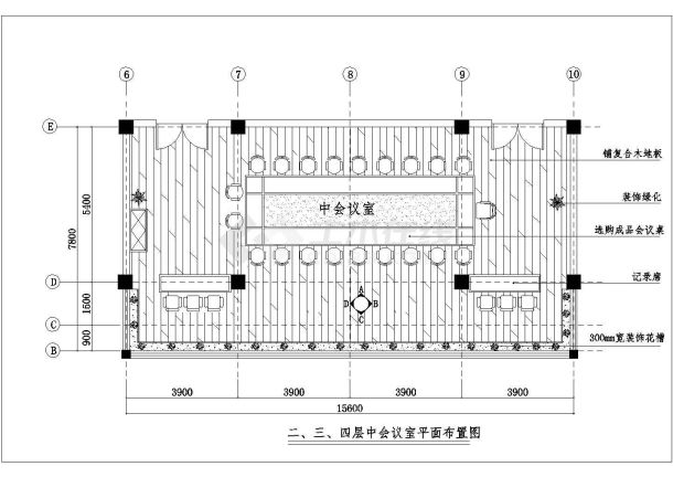 桂林120平会议室装饰详细设计全套施工cad图-图一