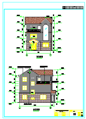 某私人别墅建筑结构cad设计图纸含效果图_图1
