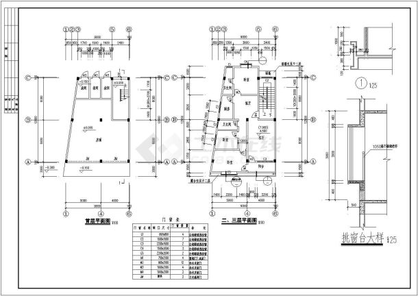 某地农村多层异型住宅楼全套建筑施工设计cad图纸-图二