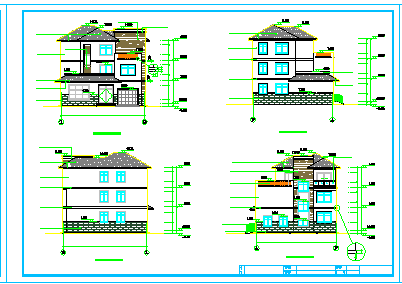 三层别墅建筑结构cad设计施工图纸-图二