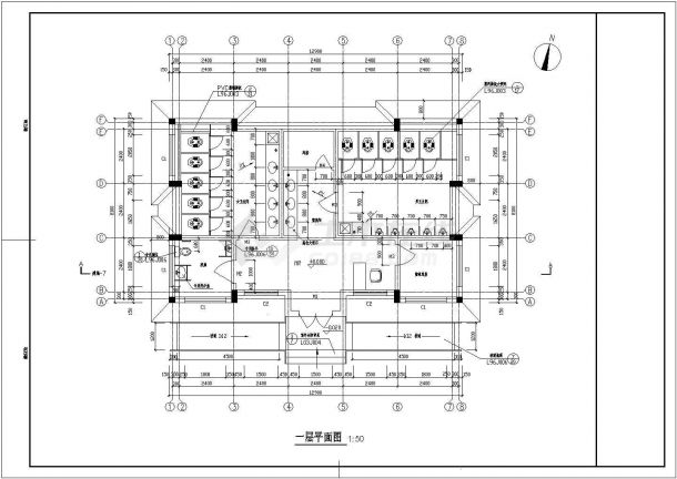 襄阳城市架构1层平面布置设计全套施工cad图-图二