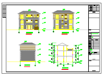 某三层农房建筑cad施工图纸带效果图-图一