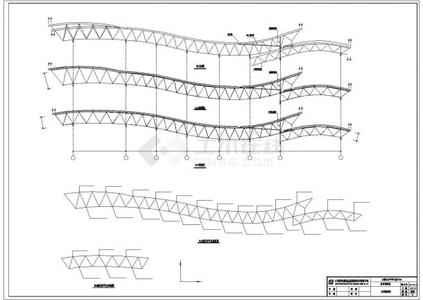 汾阳某体育馆8796mX698m螺栓球3层网架结构施工cad图纸（含说明）-图二