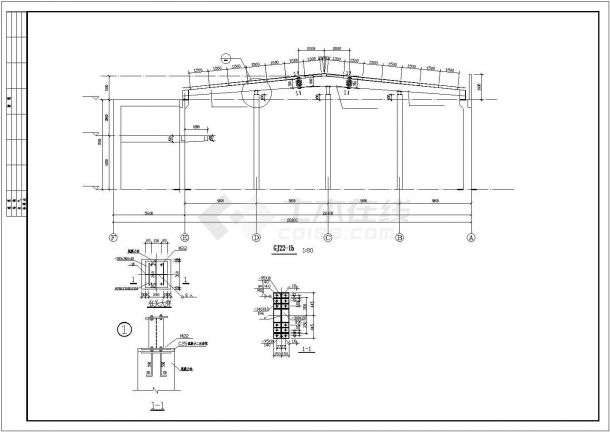 某郊外劳斯莱斯钢构展厅建筑设计施工CAD图纸-图一