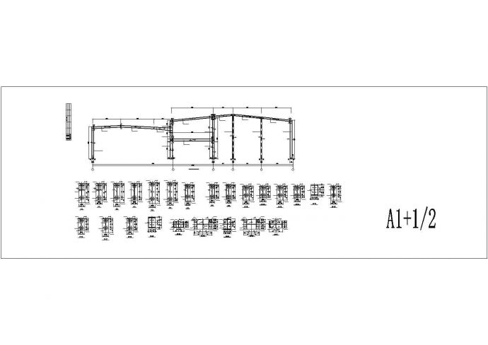 某经济区门式钢架轻钢结构厂房建筑设计施工CAD图纸_图1