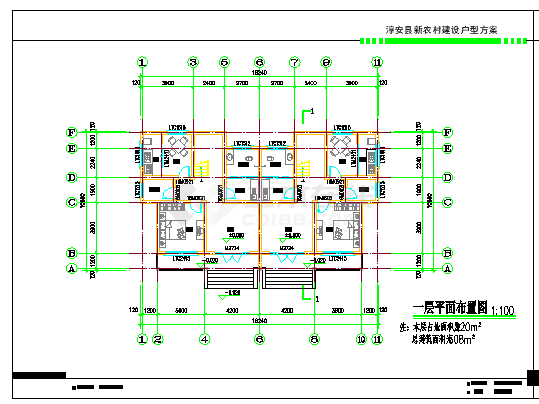 某地区双拼别墅建筑cad施工图带效果图-图二