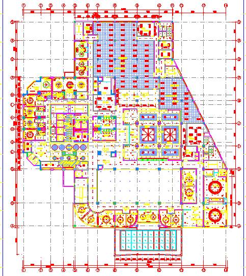 某浙江五星级酒店二层餐厅CAD施工图2层顶面图-图一