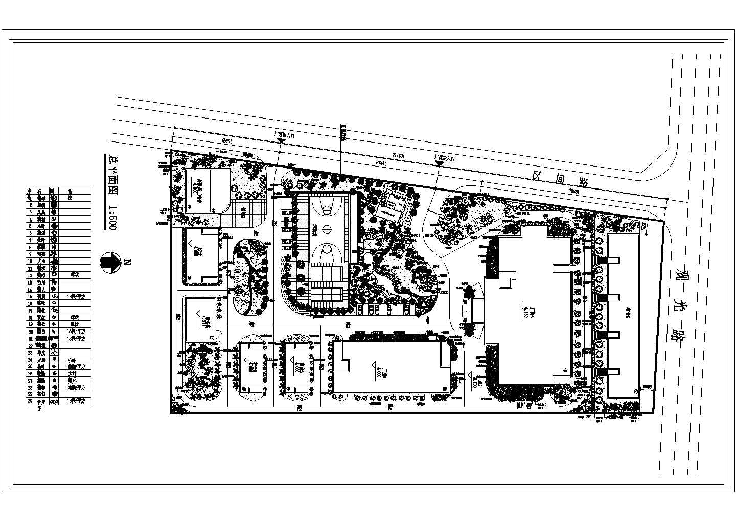 某厂区绿化规划CAD设计完整详细平面图