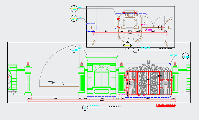某铁艺大门CAD详细构造完整设计图_图1