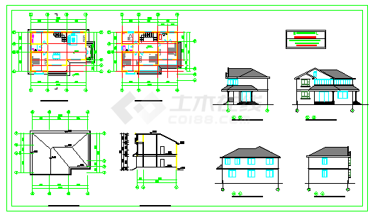某经典别墅建筑方案设计cad施工图含效果图-图一