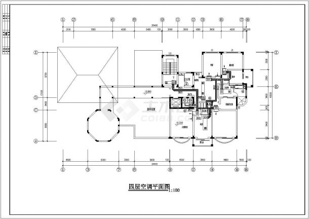 超豪华别墅风冷热泵空调设计施工CAD图-图一
