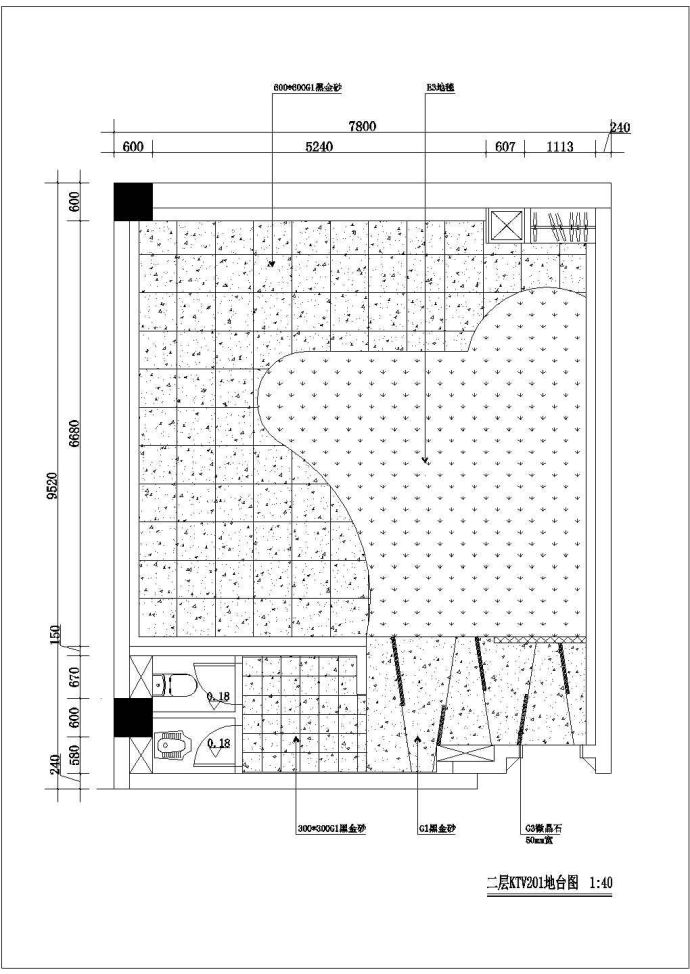 KTV包房室内设计装修图CAD图_图1