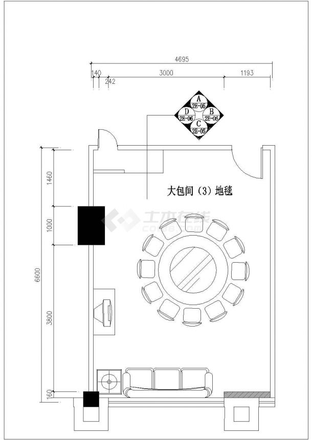 【南京】某酒店中餐厅包间全套装修施工设计cad图纸-图一