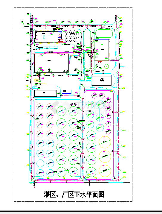 某地江苏省某厂区给排水总图与电缆沟CAD图纸-图二