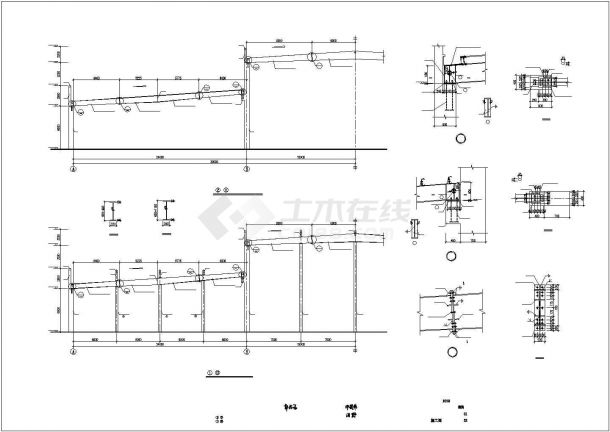 某地区古比雪夫主厂房结构设计CAD图纸-图一