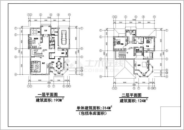 【常熟】某郊区精品别墅楼全套建筑施工cad图纸-图二