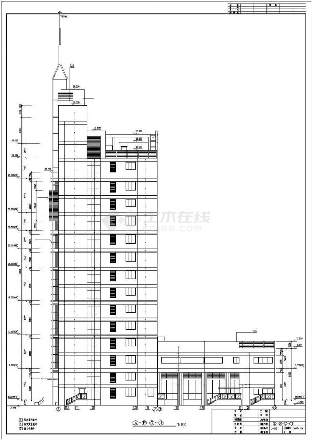 9层层高6.5米的纯办公大厦图纸-图一
