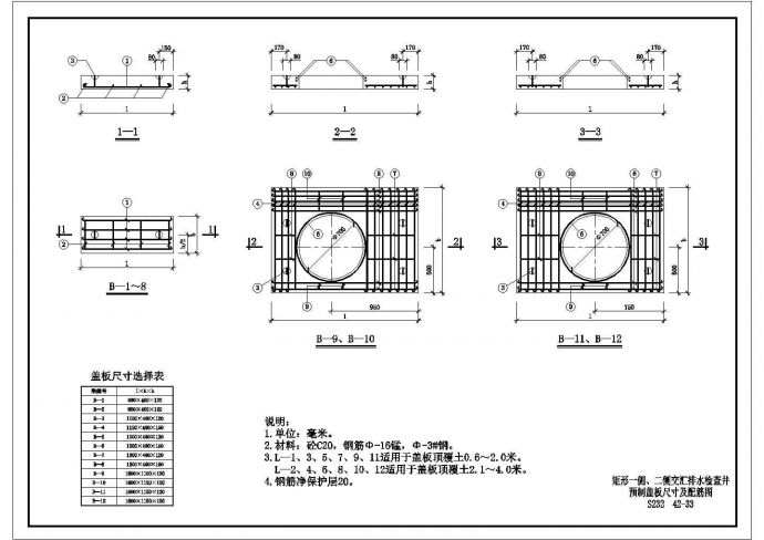 某交汇井预制盖板配筋图CAD节点平立面图_图1