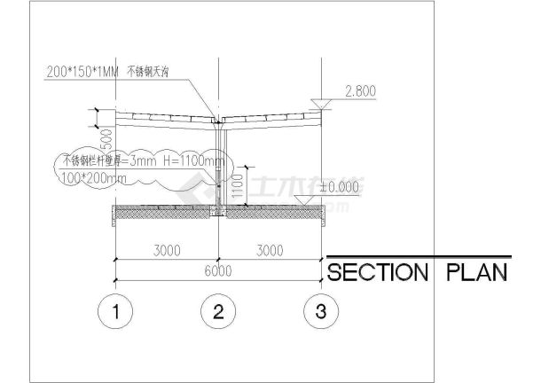 长沙市阳明中学钢结构学生自行车棚全套建筑设计CAD图纸-图一