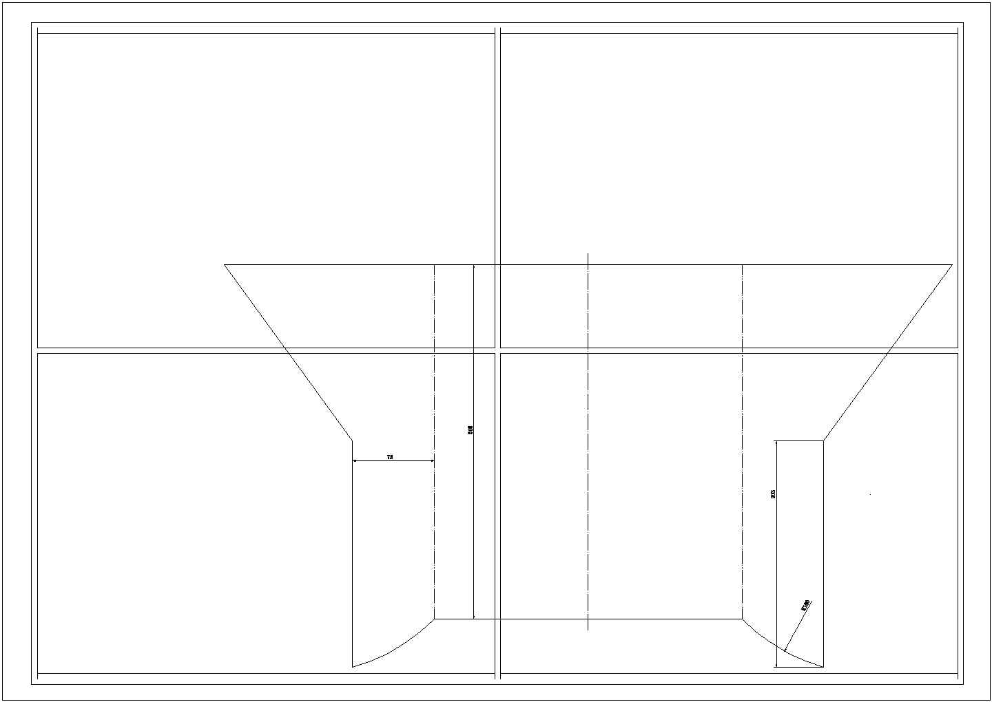 某料斗展开图CAD平立剖节点构造图纸