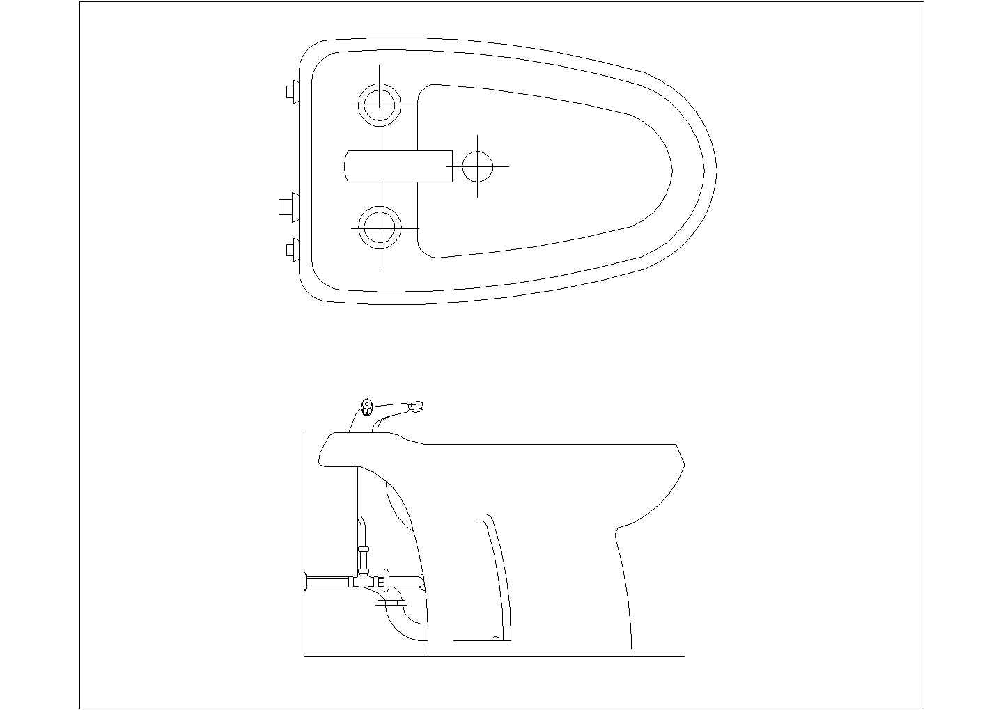 某马桶平立侧面CAD构造详细施工图