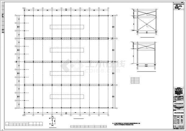 扬州市某丝绸制造厂单层钢结构厂房建筑结构设计CAD图纸-图一