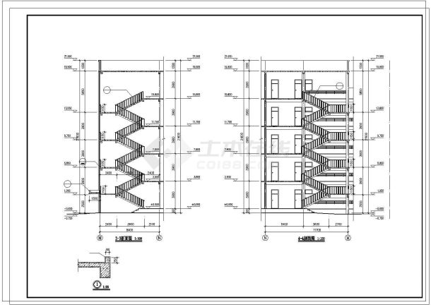 某地方学校详细建筑方案cad图-图二