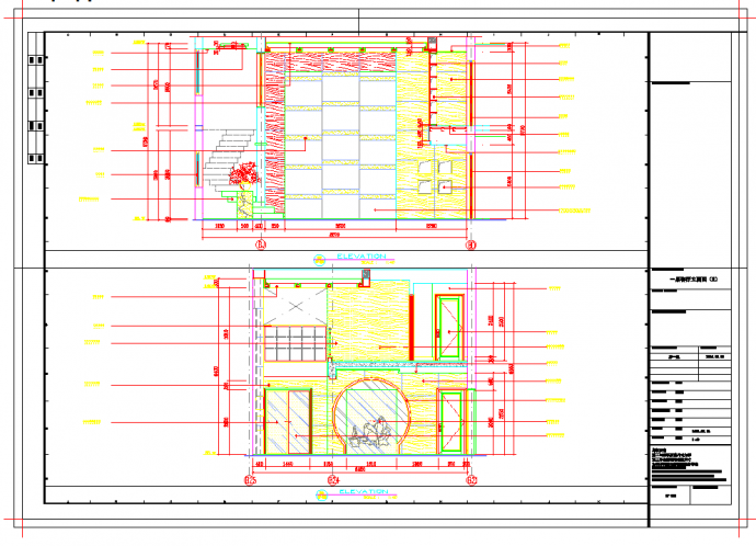 某地双层客厅装修立面图CAD图纸_图1