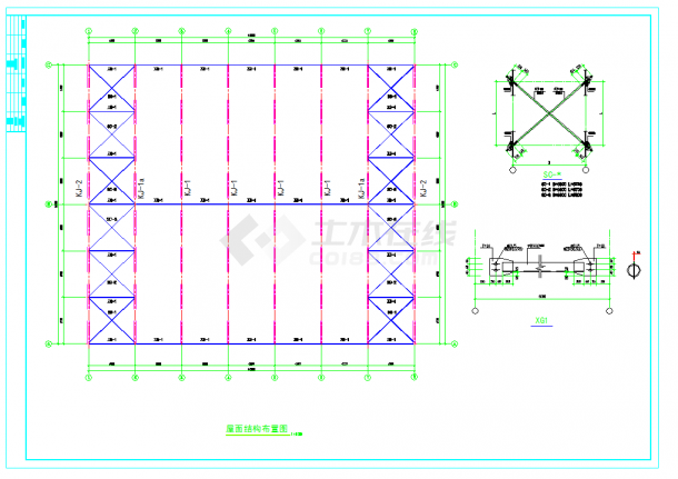 某地18米双跨钢结构厂房结构施工图含建筑图图纸-图一