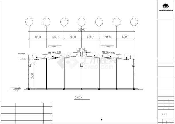 某经济区木业公司刚架结构车间设计施工CAD图纸-图一
