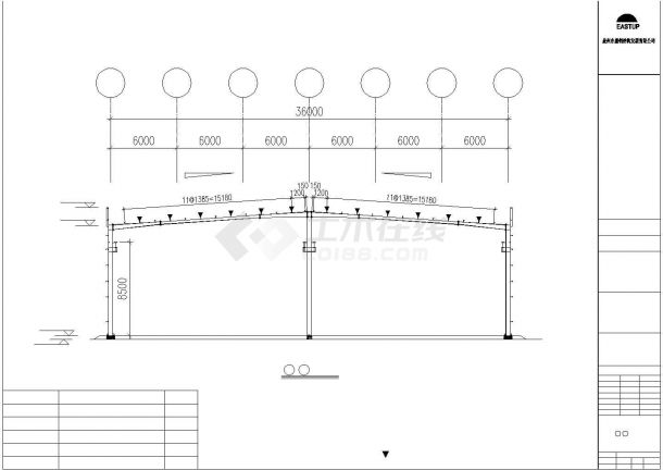 某经济区木业公司刚架结构车间设计施工CAD图纸-图二