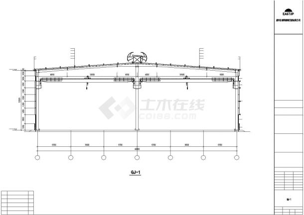 某经济区工程钢结构车间设计施工CAD图纸-图二