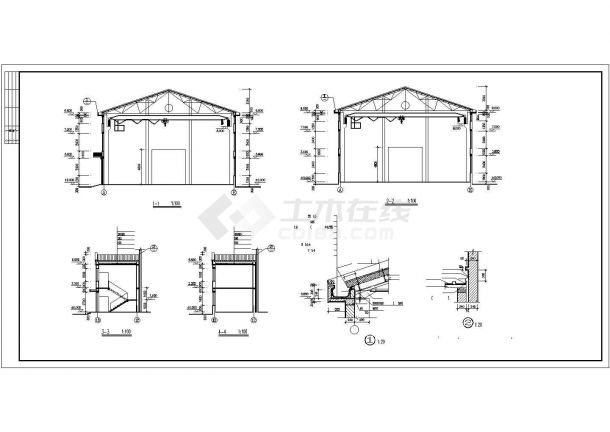 某经济区排架结构厂房建筑设计施工CAD图纸-图二